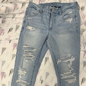 American Eagle Outfitters Light Blue Distressed Skinny Jeans